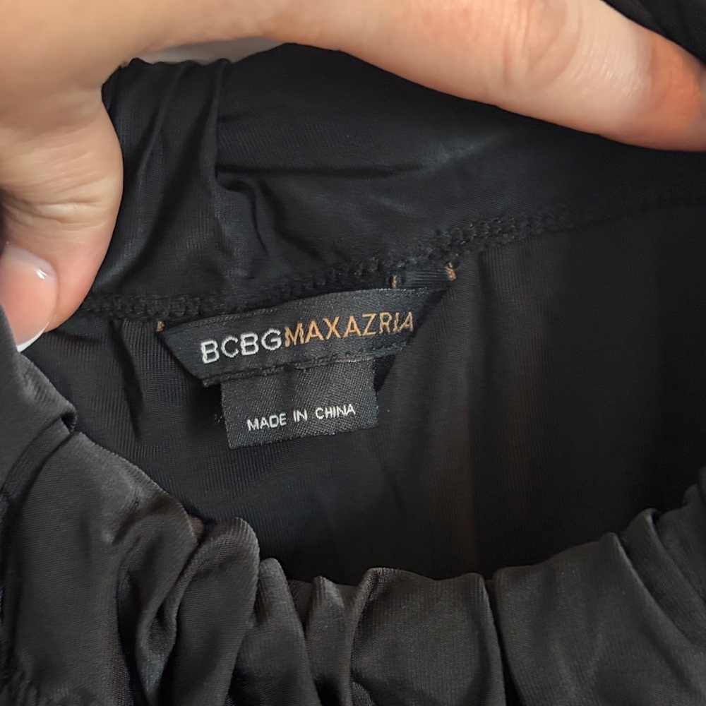 BCBGMaxAzria Elegant Black Ruched Blouse - Picture 2 of 5